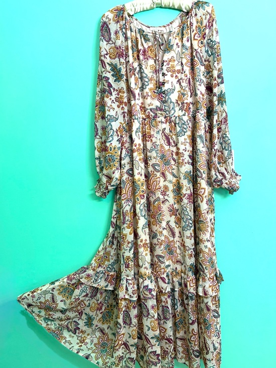 Kate & Sam Dresses & Skirts - Kate & Sam Boho  Tiered Floral Long Sleeve Maxi Dress